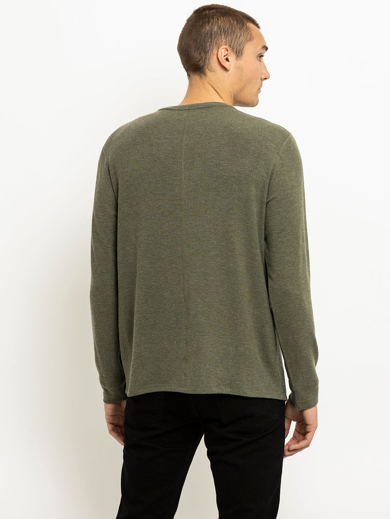 Faust Cosy Henley Top - Moss-Velvet-Over the Rainbow