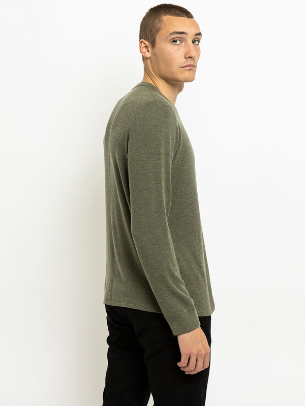 Faust Cosy Henley Top - Moss-Velvet-Over the Rainbow