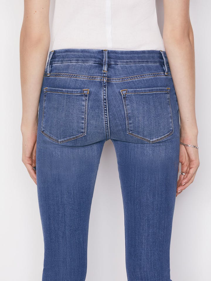 Cropped mid-rise bootcut jeans in blue - Frame