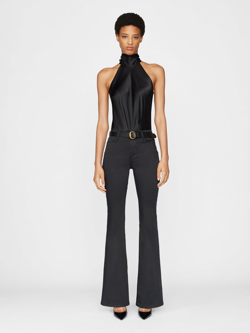 Le High Flare Sateen Jean - Noir-FRAME-Over the Rainbow