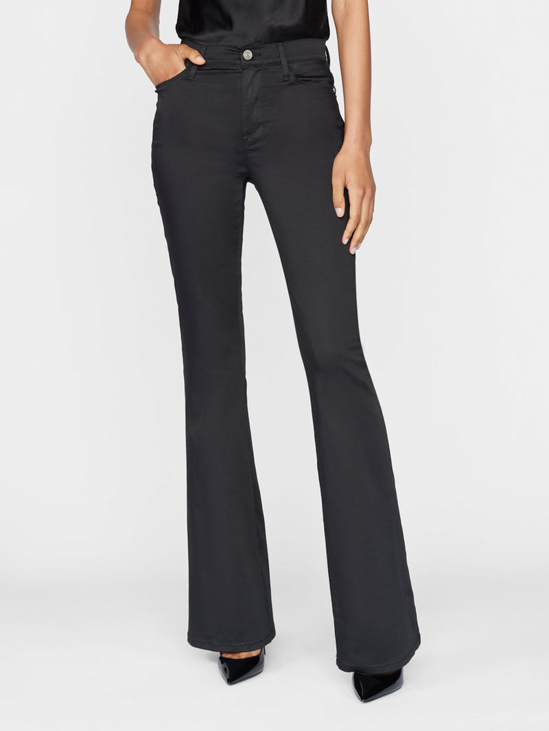 Le High Flare Sateen Jean - Noir-FRAME-Over the Rainbow