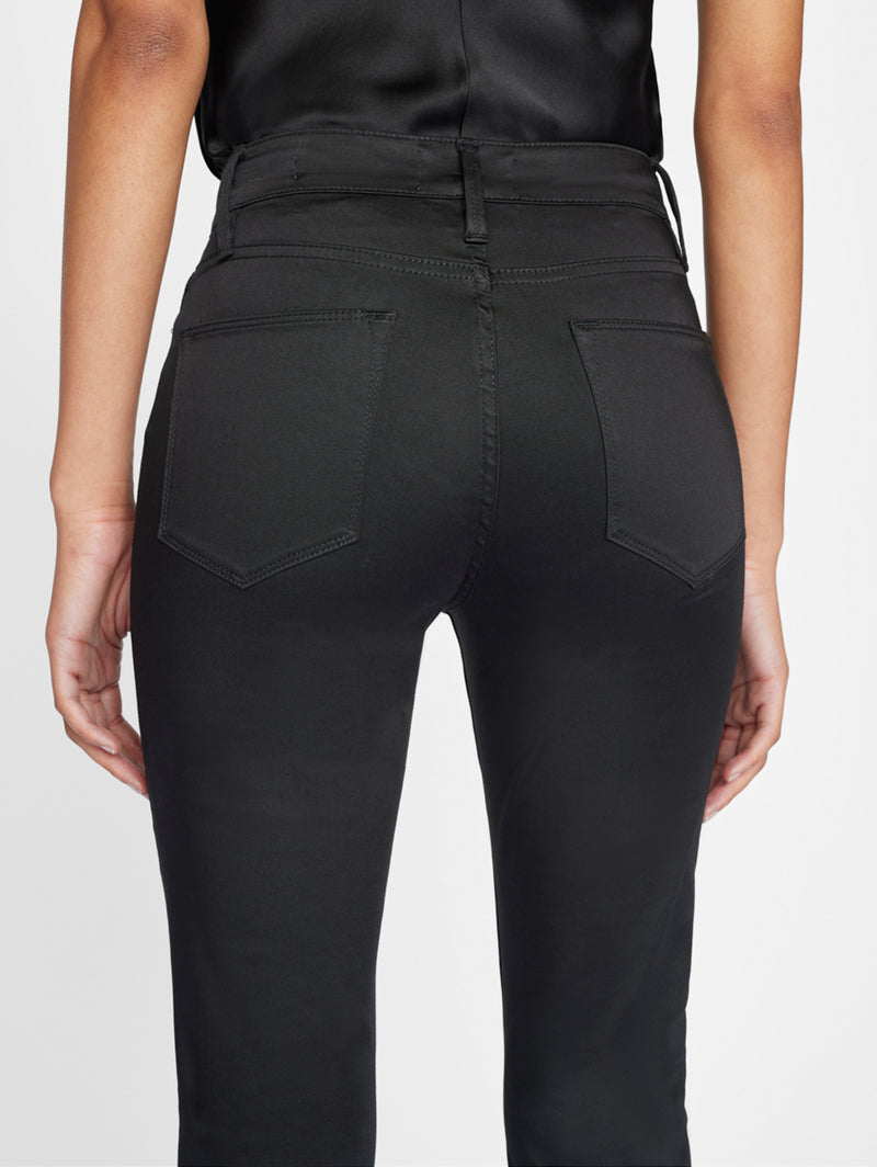Le High Flare Sateen Jean - Noir-FRAME-Over the Rainbow