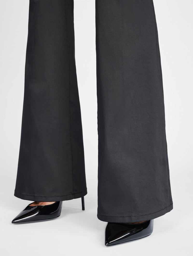 Le High Flare Sateen Jean - Noir-FRAME-Over the Rainbow