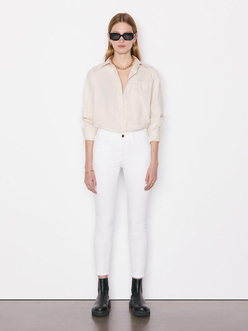 White shirt skinny jeans top