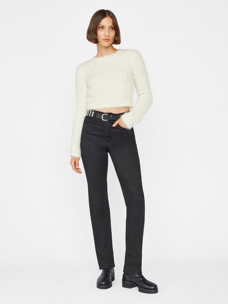 FRAME Le High Flare Cotton-blend Velvet Pants in Black