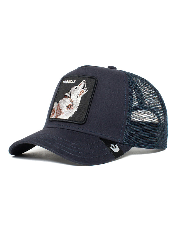 Lone Wolf Trucker Hat - Navy-GOORIN BROTHERS-Over the Rainbow