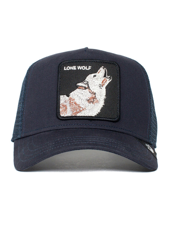 Lone Wolf Trucker Hat - Navy-GOORIN BROTHERS-Over the Rainbow