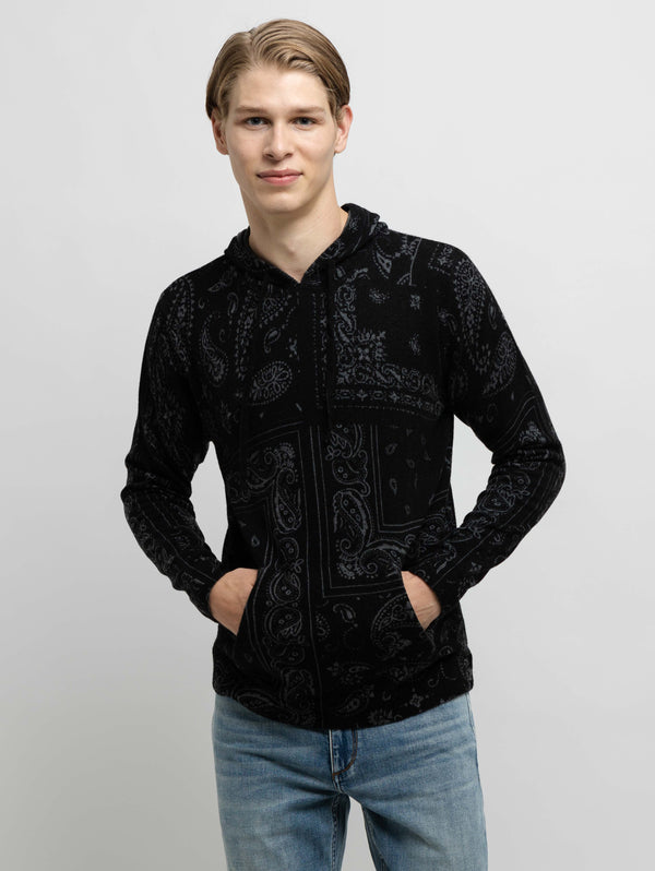 Bandana Print Hoodie - Grey Black-AUTUMN CASHMERE-Over the Rainbow