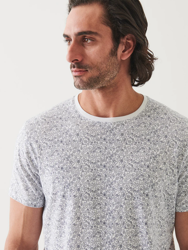 Short Sleeve Crew Print Tee - White-Patrick Assaraf-Over the Rainbow
