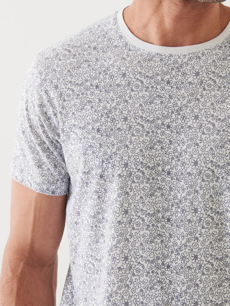 Short Sleeve Crew Print Tee - White-Patrick Assaraf-Over the Rainbow