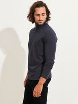 Pima Turtleneck Top - Midnight-Patrick Assaraf-Over the Rainbow