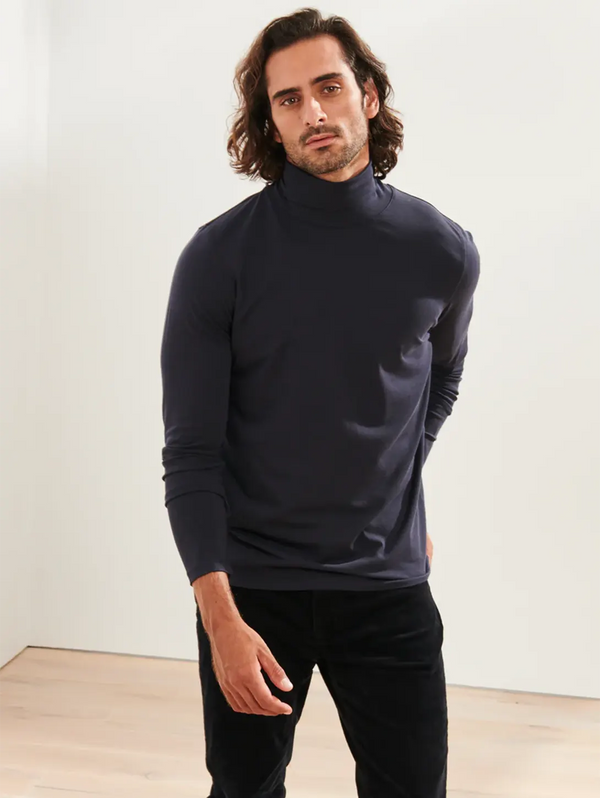 Pima Turtleneck Top - Midnight-Patrick Assaraf-Over the Rainbow