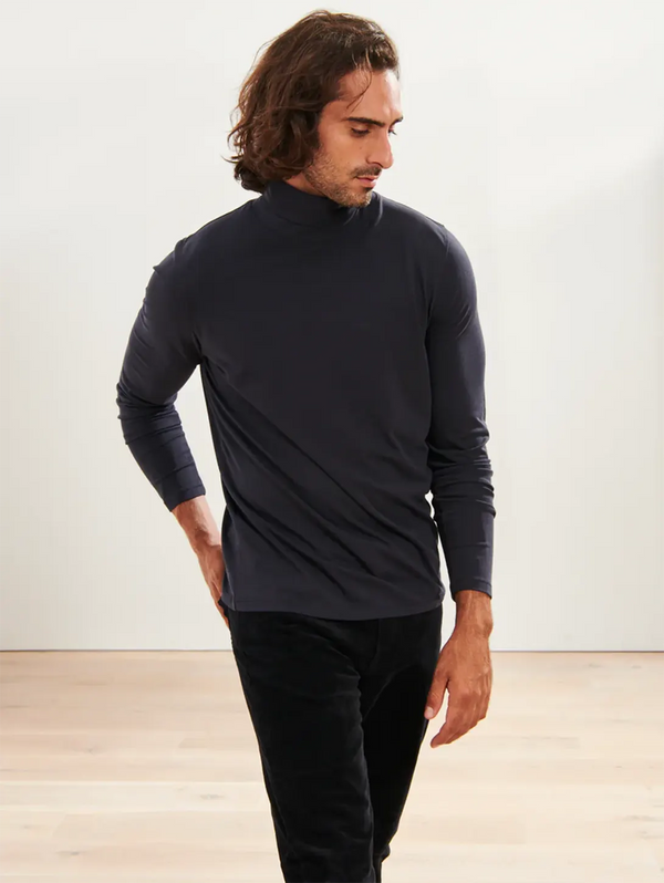 Pima Turtleneck Top - Midnight-Patrick Assaraf-Over the Rainbow