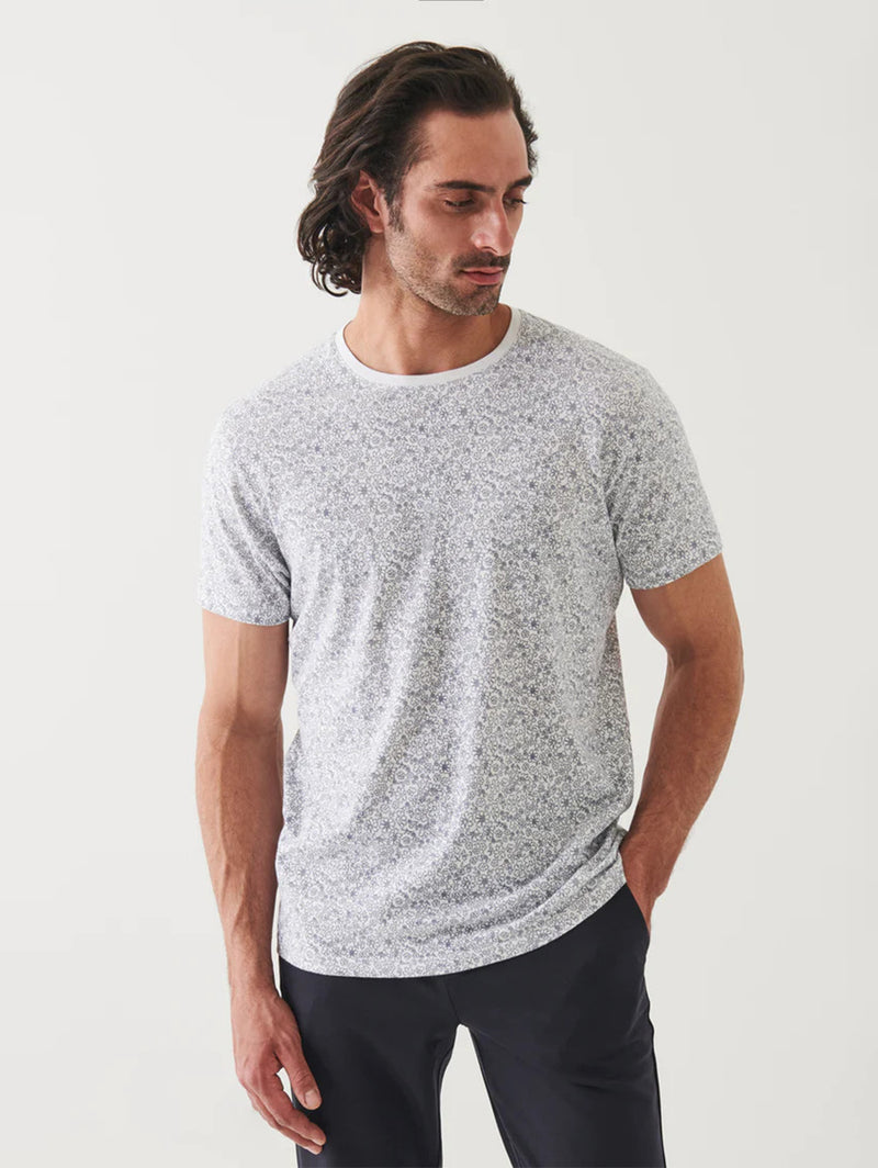 Short Sleeve Crew Print Tee - White-Patrick Assaraf-Over the Rainbow
