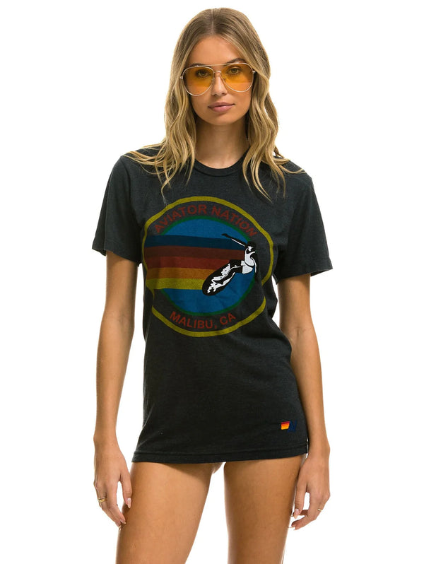 Malibu Disk Logo T-Shirt - Charcoal-AVIATOR NATION-Over the Rainbow