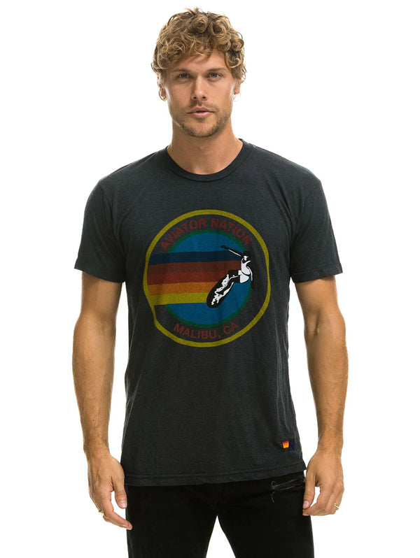 Malibu Disk Logo T-Shirt - Charcoal-AVIATOR NATION-Over the Rainbow