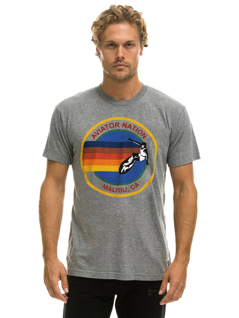 Malibu Disk Logo T-Shirt - Heather Grey-AVIATOR NATION-Over the Rainbow