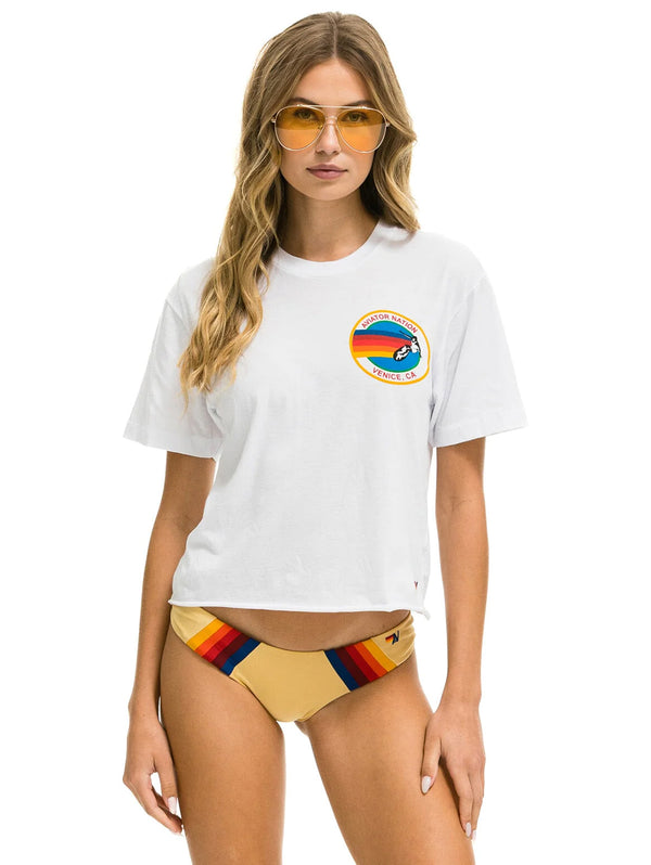 Signature Small Logo Boyfriend Tee - White-AVIATOR NATION-Over the Rainbow