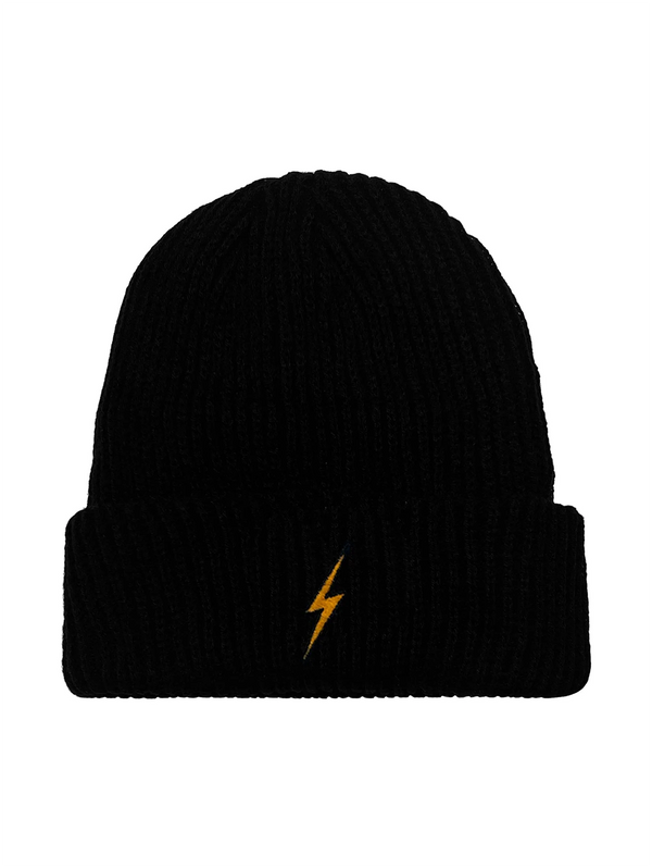 Bolt Rib Beanie - Black-AVIATOR NATION-Over the Rainbow