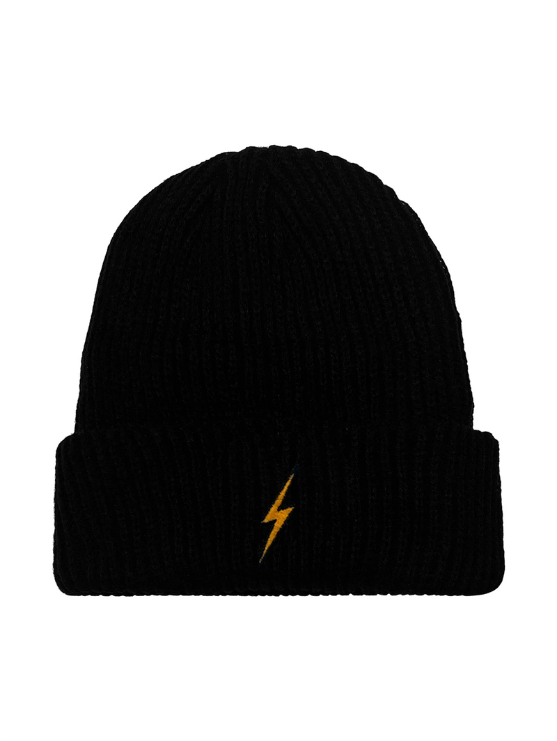 Bolt Rib Beanie - Black-AVIATOR NATION-Over the Rainbow