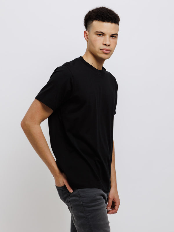Short Sleeve High Crew Tee - Black-Patrick Assaraf-Over the Rainbow