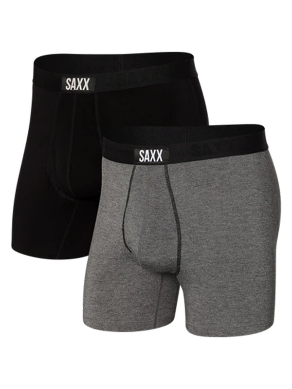 Ultra Soft Boxer Brief Fly 2 Pack - Black Grey-SAXX-Over the Rainbow