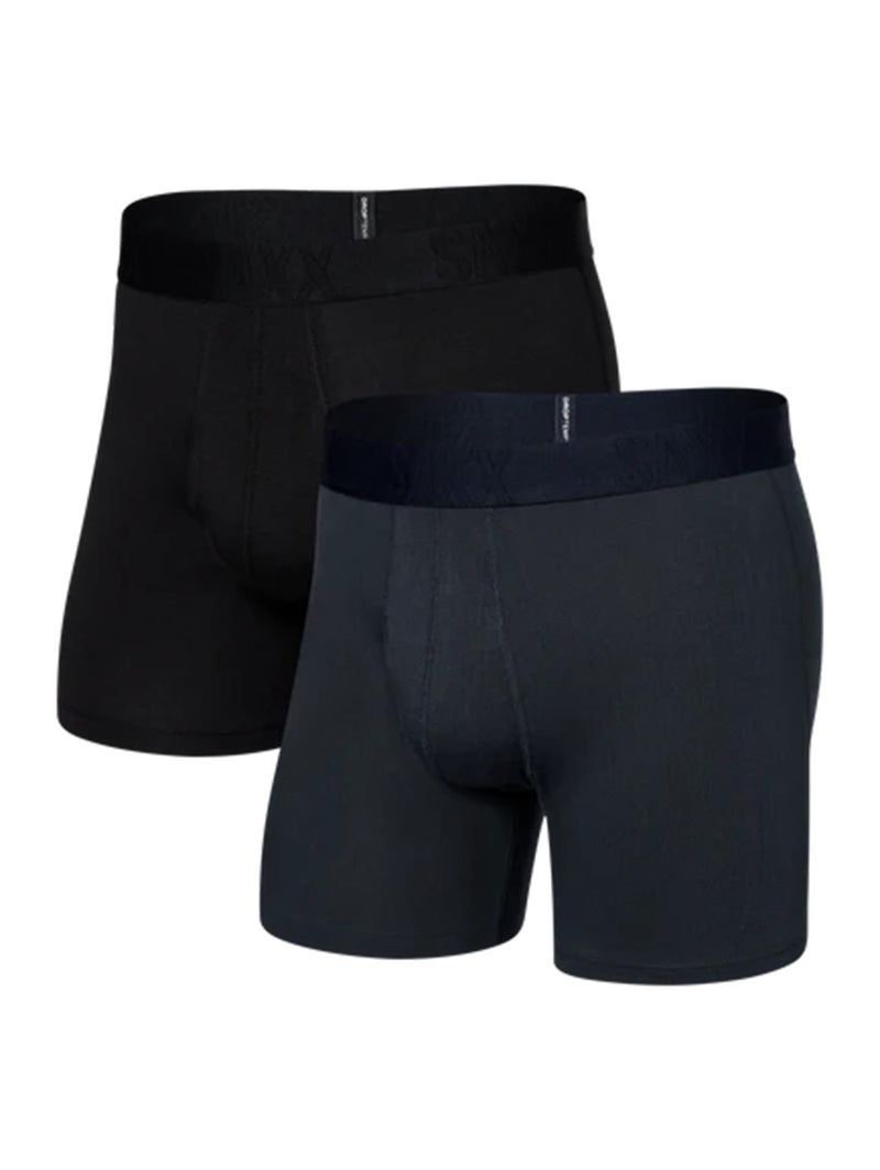 Droptemp Cooling Cotton Boxer Brief Fly 2 Pack - Black India Ink-SAXX-Over the Rainbow
