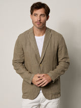 Joshua Linen Blazer - Olive-Velvet-Over the Rainbow